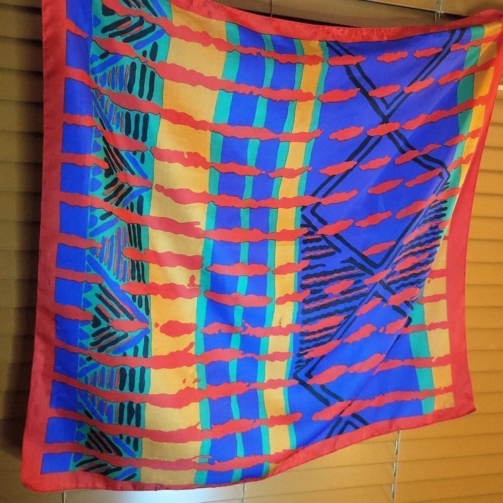 Retro Vibrant Multicolor Abstracts Square Scarf - Picture 3 of 9
